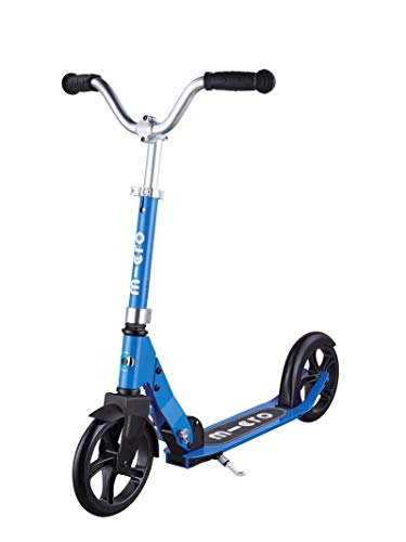 Micro Mobility - Trottinette Micro Cruiser Bleu - Enfant - Grandes roues - Guidon large et réglable, style chopper tournant à 360° - 100% aluminium - Robuste, compacte et pliable - Dès 7 ans