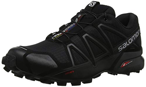 Salomon Homme Chaussures de Trail Running, SPEEDCROSS 4, Couleur: Noir (Black/Black/Black Metallic), Pointure: EU 46