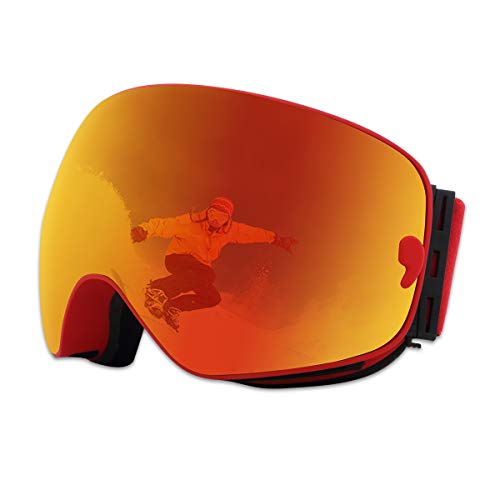 X-TIGER Lunettes de Ski,Snowboard OTG pour Homme pour Femmes Youth Adulte Anti-buée Jet Ski Lunettes Ski Goggles Lens Masques Lunettes de Ski Anti-UV 400 Protection Lunettes de Protection(XJ-0104)
