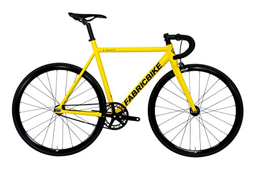 FabricBike Light Pro - Vélo Fixie, Fixed Gear, Single Speed, Cadre et Fourche Aluminium, Roues 28', 3 Tailles, 4 Couleurs, 8,45 kg (Taille M) (Light Pro Matte Yellow, M-54cm)