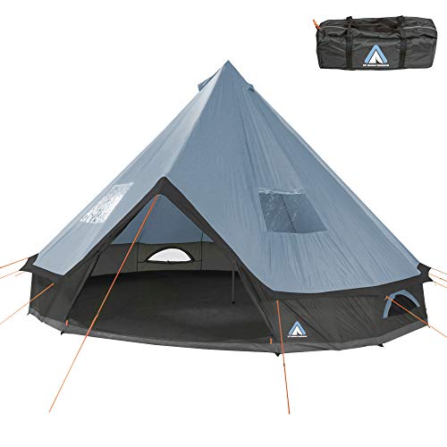 10T Outdoor Equipment Mixte - Adulte Camping Tente Mojave 400 Arona XXL Tipi Tente Ronde étanche 4-8 Hommes Tente Indienne Ø 4 m Bleu