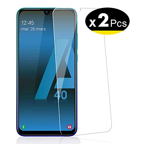 NEW'C Lot de 2, Verre Trempé pour Samsung Galaxy A40, Film Protection écran - Anti Rayures - sans Bulles d'air -Ultra Résistant (0,33mm HD Ultra Transparent) Dureté 9H Glass