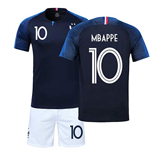 LJP FFF Football Coupe du Monde Ensemble Français équipe Champion Maillot 2018 Coupe du Monde Deux étoiles avec Shorts,No.10,26
