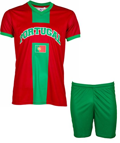 A chacun son Pays Maillot + short Portugal - Collection supporter - Taille enfant 12 ans