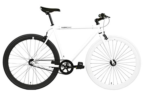 FabricBike- Vélo Fixie Noir, Fixed Gear, Single Speed, Cadre Hi-Ten Acier, 10Kg (M-53, White & Black)