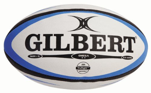 Gilbert Omega Ballon de rugby de match pour homme Bleu/Noir Taille 5
