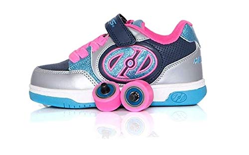Heelys Plus X2 | Chaussures à roulettes pour les filles | Bleu/Argenté, 34 EU