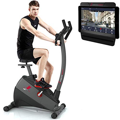 Sportstech Vélo d’Appartement ergomètre ESX500 Commande par Application Smartphone Bluetooth, écran 5,5’, Poids d’inertie 12 kg, vélo de Sport d'intérieur, Fitness à Domicile