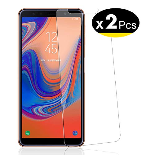 NEW'C Lot de 2, Verre Trempé pour Samsung Galaxy A7 (2018), Film Protection écran - Anti Rayures - sans Bulles d'air -Ultra Résistant (0,33mm HD Ultra Transparent) Dureté 9H Glass
