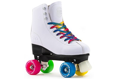Rio Roller Figure Quad Skates Patin à roulettes de Danse, Blanc - Rose - Bleu - Vert, 38