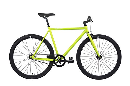FabricBike- Vélo Fixie Vert, Fixed Gear, Single Speed, Cadre Hi-Ten Acier, 10Kg (Green & Black, L-58)