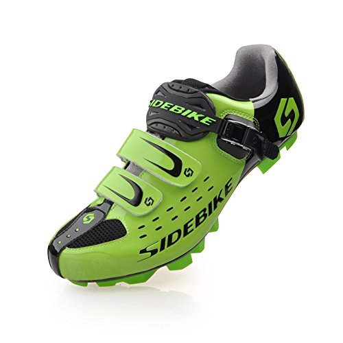 TXJ Unisexe Respirant Chaussures de vélo Professionnels pour VTT (SD-001 Noir/Vert pour Le VTT, EU 43/Ft 27.5cm)