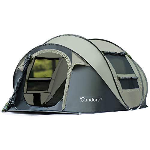 Candora Camping tentes 4-6 Personnes dépliable Facile Configuration Rapide, 2 Portes fenêtres en Maille étanche Grande Famille de confidentialité Tente de Voyage