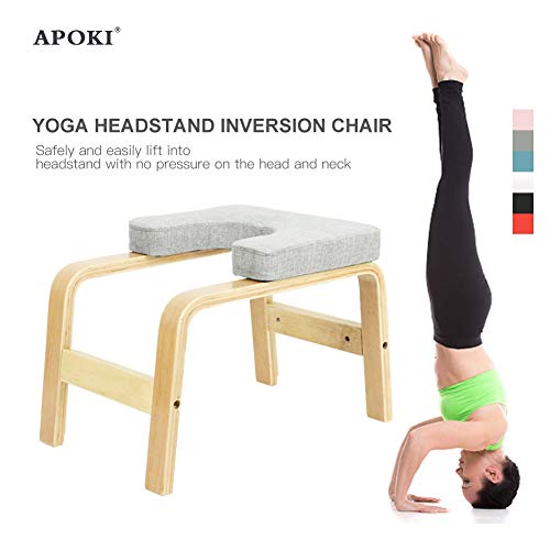 APOKI Tabouret De Poirier,Chaise D'Inversion De Yoga,Support Jusqu'à200kg,Appareil Yoga pour Entraînement D'Entraînement,Table d'Inversion Musculation Appareil