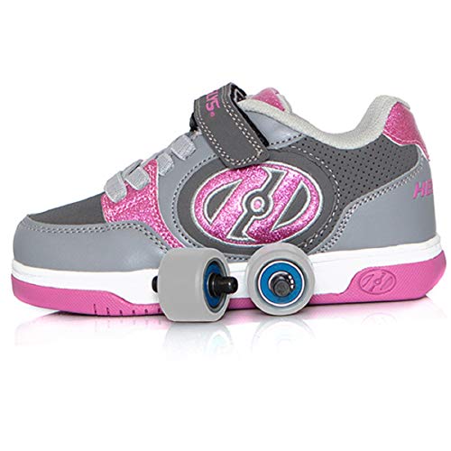 Heelys Plus X2 | Chaussures à roulettes pour les filles | Gris / Rose, 34 EU