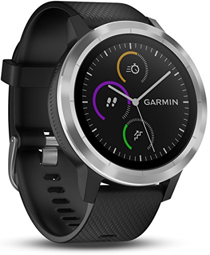 Garmin - Vivoactive 3 - Montre Connectée de Sport avec GPS et Cardio Poignet (Ecran : 1,6 pouces) - Argent avec Bracelet Noir