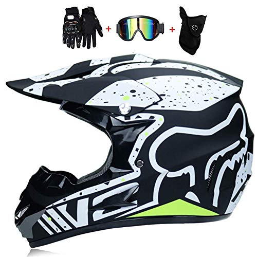 SK-LBB Casque de motocross avec lunettes, cagoules et gants (jeu de 4 objets)