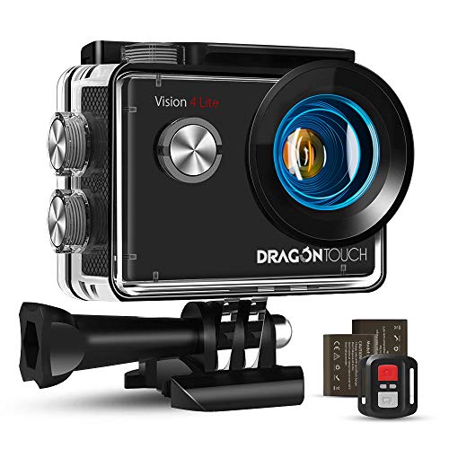 Caméra Sport 4K Ultra HD Wi-FI Dragon Touch Action Caméra 20 MP avec Télécommande Appareil Photo Étanche 30M 170 ° Grand-Angle avec 2 Pouces LCD 2 Batteries Rechargeables 1050mAh et Accessoires