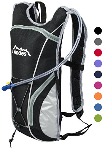Andes - Sac à dos avec poche à eau - pour cyclisme - poche à eau de 2 L - Noir