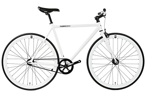 FabricBike- Vélo Fixie Blanc, Fixed Gear, Single Speed, Cadre Hi-Ten Acier, 10Kg (White & Black, M-53)