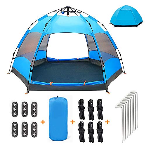 Qrout Pop Up Tente de Camping 3-4 Personnes - 100% Anti UV Abri - Double Couche Étanche Automatique Grande Tente pour Familiale Enfant Jardin Exterieur 240 x 240 cm