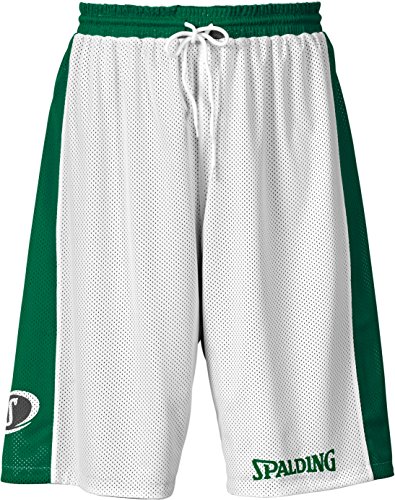 Spalding - Essential Reversible Shorts - Short de Basketball - Homme - Vert/Blanc - FR : S (Taille Fabricant : S)