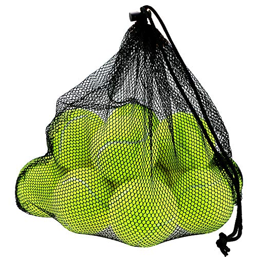 Philonext 12 Pcs Balles de Tennis avec Sac de Transport Mesh, Balles pour Chien Chiot Lot Robuste et Durable réutilisable avec fermeture à corde Idéal pour Entrainement