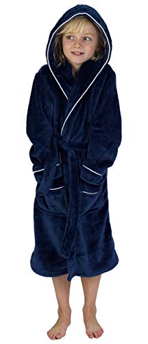 CityComfort Peignoir Garçon Robe de Chambre Polaire Enfant Peignoire Extra Doux (9-10 Ans, Marine)