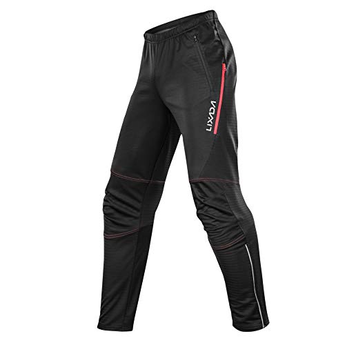 Lixada Pantalon de Cyclisme imperméable pour Homme en Molleton Thermique Coupe-Vent Hiver vélo équitation Running Pantalon de Sport