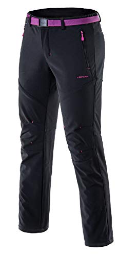 Femme Pantalon Softshell Ultra Thermique Étanche Hiver Automne Coupe-Vent Résistant Respirant Sport Randonnée Camping Running Ski Fille Noir M