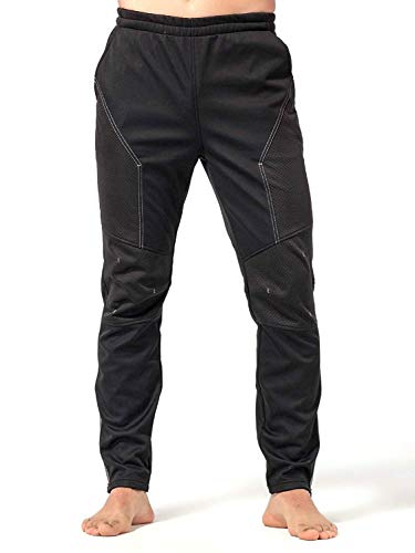 INBIKE Pantalon Cycliste Cyclisme Sport d'Hiver Cuissard Long Vélo VTT Coupe Vent Noir Pour Homme(Noir&Gris,L)