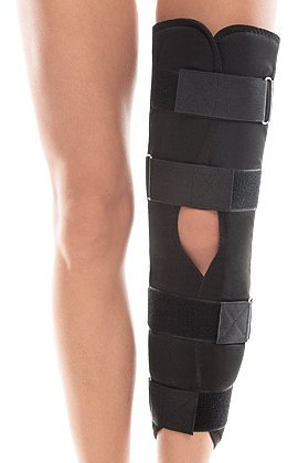 TOROS-GROUP Attelle de genou -genouillère ajustable à trois panneaux pour immobilisation et soutien avant et après opération - Hauteur de jambe de 40 CM/Noir