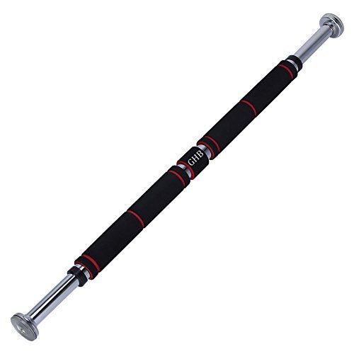 GHB Barre de Traction Porte Barre de Musculation 62-105cm en Acier Inoxydable- Noir Rouge