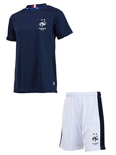 Equipe de France de Football Ensemble Maillot + Short FFF - Collection Officielle Taille Enfant garçon 8 Ans