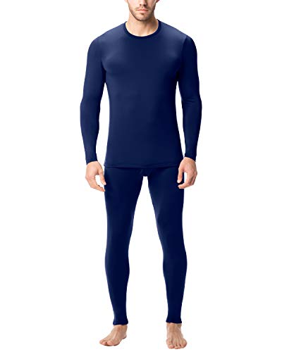 LAPASA Ensemble de sous-vêtements Thermiques Homme (Haut Maillot de Corps et Pantalon Bas) Léger et Chaud - Hiver Sport Montagne M11&M57 - M11: Bleu Marine (Léger) - XXL