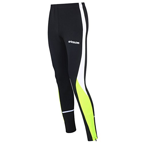 AIRTRACKS funktions Longue/Running Collant Thermique/Pantalon de Course Homme ou Femme/Respirant/réflecteurs, Homme, Schwarz-Neon