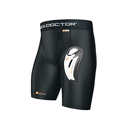 Shock Doctor 221-BK-M Short de compression avec coquille de protection Men's, Noir, Medium