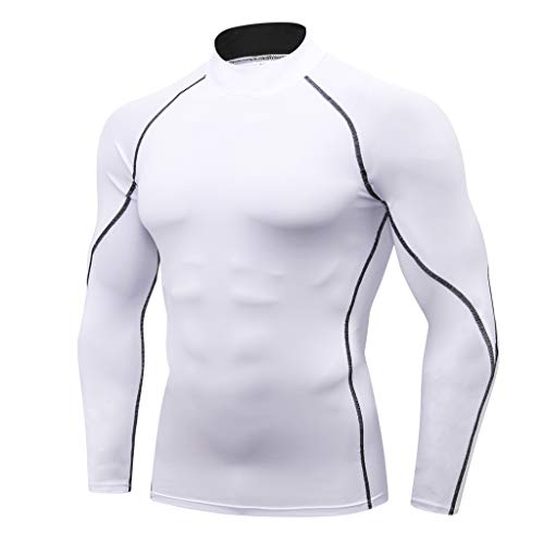 OUICE T-Shirt Sport Compression Homme Manches Longues Running Fitness pour Football Jogging Cyclisme Séchage Rapide S-4XL