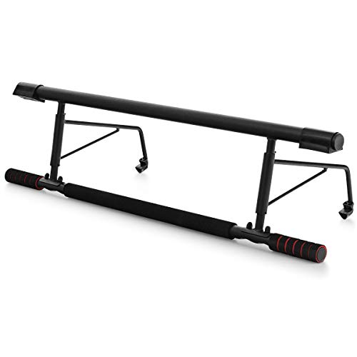 Costway Barre de Traction Barre de Fitness Fixation Charge Max 200KG avec Poignée en Mousse Noir pour Exercice Montage Facile sans Visses et Pas de Perçage