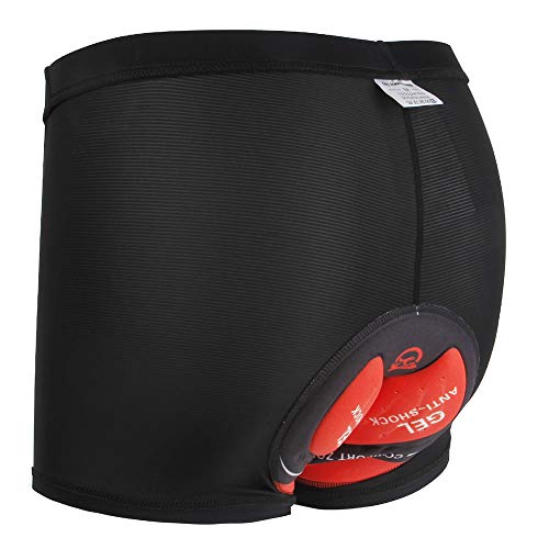 Queshark Short Cycliste Homme, Cuissard Vélo 5D Gel Rembourrés Calecon VTT sous-vêtement Respirant Séchage Rapide Léger Noir (2XL)