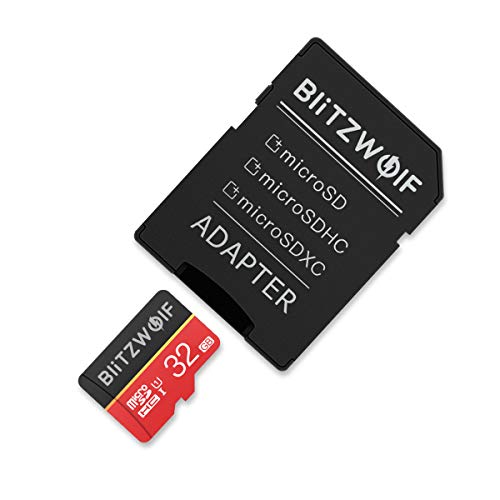 BlitzWolf Carte Mémoire Micro SD 32 Go, Classe 10 UHS-1, Haute Vitesse de Lecture Carte TF avec Adaptateur SD pour Tablette Smartphone PC Caméra (32 Go)