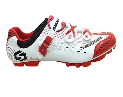 SIDEBIKE Chaussures de Cyclisme VTT Respirantes Professionnelles pour Hommes/Femmes - Blanc - Blanc, 41 EU