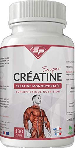 Super Créatine : créatine monohydrate en gélules (1 mois d'utilisation, façonné en France). Convient aux végétariens.
