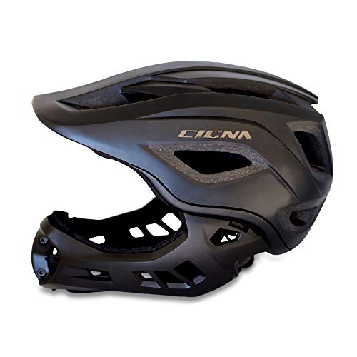 Casque intégral VTT : Casque Vélo BMX et VTT certifié CE pour garçons, filles et enfants en bas âge de 3 à 12 ans | Sûr, ultra léger, durable | 53-58 | Casque de vélo 2 en 1 pour enfants (Noir, 48-56)