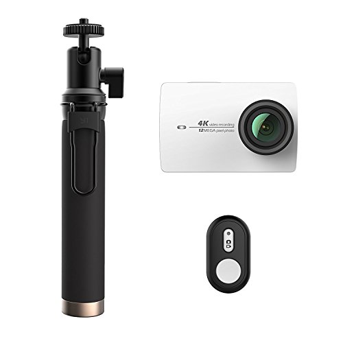 Pack YI Caméra d'action Wi-Fi 4K 12 Mpix + Selfie Stick + Télécommande Bluetooth - Blanc