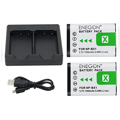 NP-BX1 ENEGON Batterie de Rechange (2 Paquets) et Chargeur Double Rapide pour Sony NP-BX1 et Sony Cyber-Shot DSC-RX100, DSC-RX100 II, DSC-RX100M II, RX100 M4/M5/M6/M7/Ⅳ/Ⅴ/Ⅵ/Ⅶ/VA