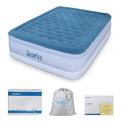 Deeplee Matelas Gonflable, Lit Gonflable Deux Personnes Haute Matelas pour Camping, Voyage, Invités,Pompe Électrique Intégrée,Sac de Rangement,Hauteur 46 cm