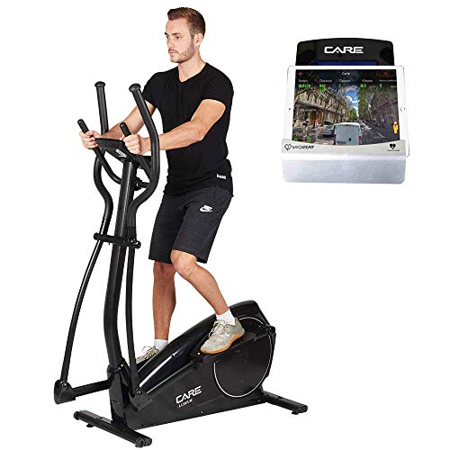 CARE FITNESS - Vélo Elliptique d'Appartement ELLINIUM - Vélo Elliptique Bluetooth - Compatible Application MyCare Fit - 24 Programmes - 7 Fonctions - Masse d'Inertie 14 kg - Vélo Appartement Care