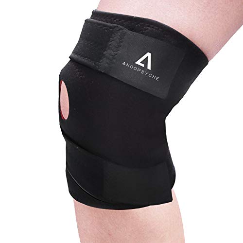 Anoopsyche Réglable Genouillère Ligamentaire et Ouverte Rotulienne, Antidérapant Attelle Genou pour Arthrite, Douleur au Ménisque, Salle de Sport, Basketball, Course à Pied