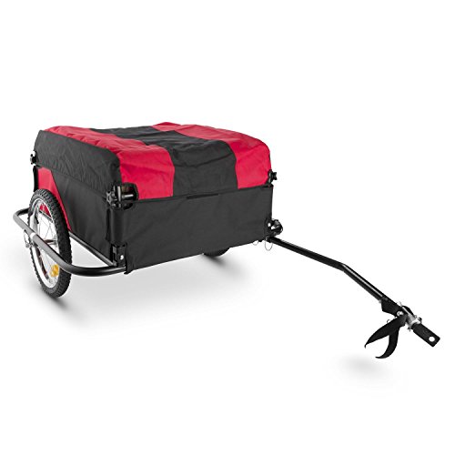 Duramaxx Mountee - Remorque de vélo, Capacité 130L, Charge Max. 60kg, Toile en Nylon avec Protection Anti-Pluie Incluse, Roues de 16', Pliable, Rouge